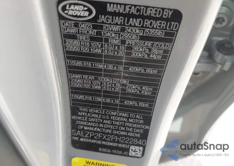 2023 Land Rover Range Rover Evoque Se z USA, uszkodzony, nr VIN SALZP2FX2PH222840